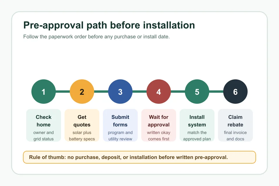 Six-step pre-approval path for Ontario solar battery storage rebates
