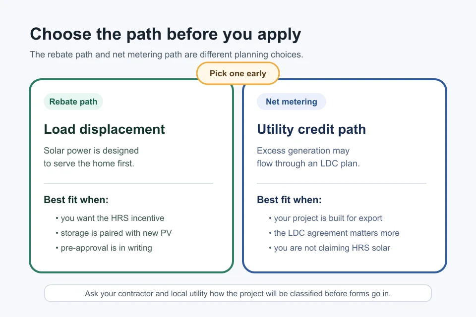 Comparison of Ontario solar battery rebate path and net metering path
