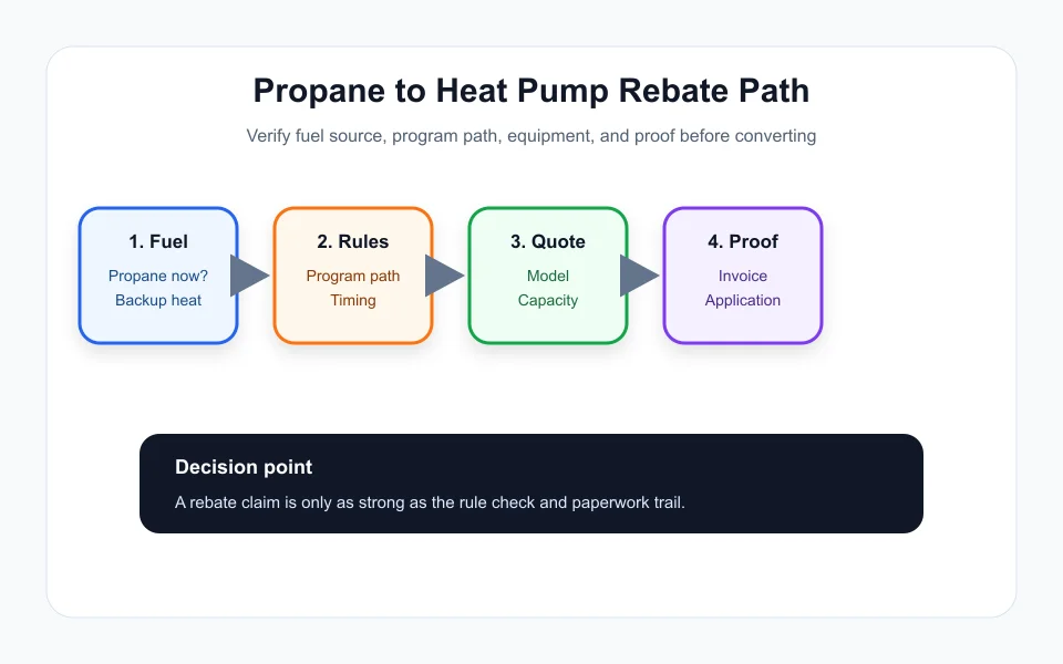 Ontario propane to heat pump rebate 2026 verification flow